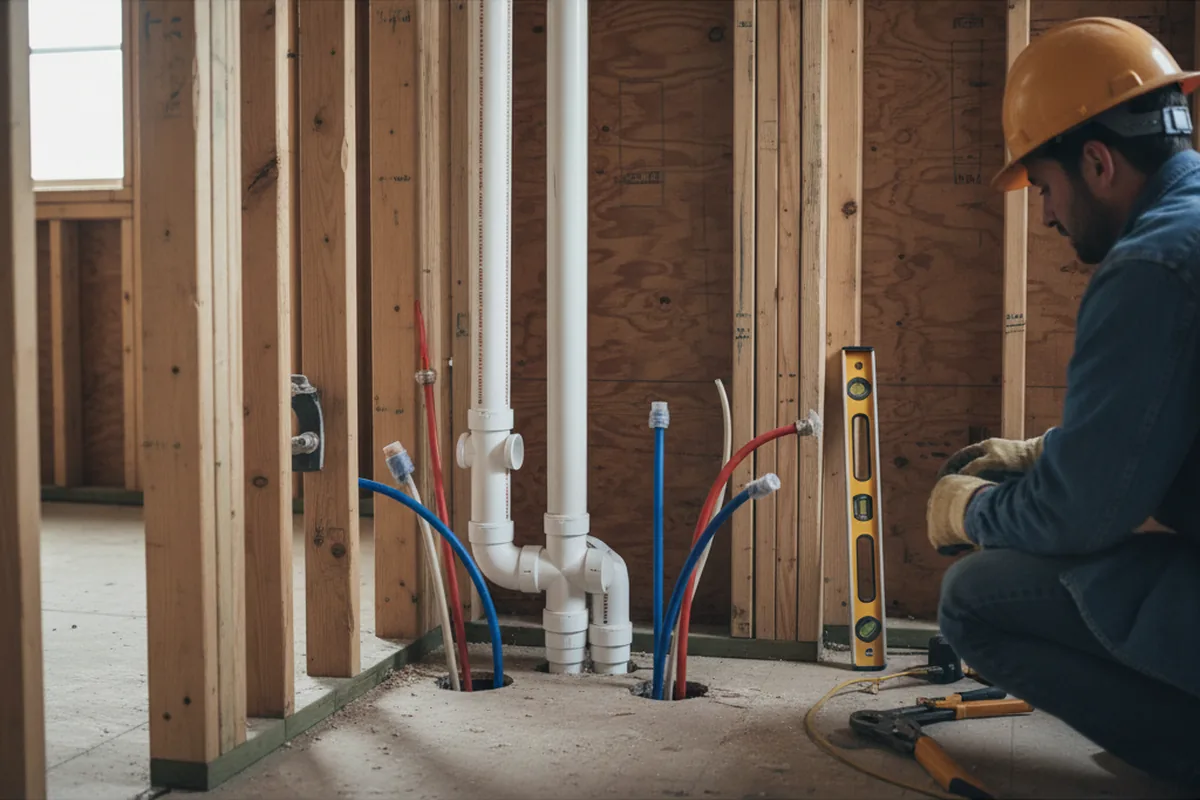 Drain and supply rough-in during Garbage Disposal Repair in Oceanside