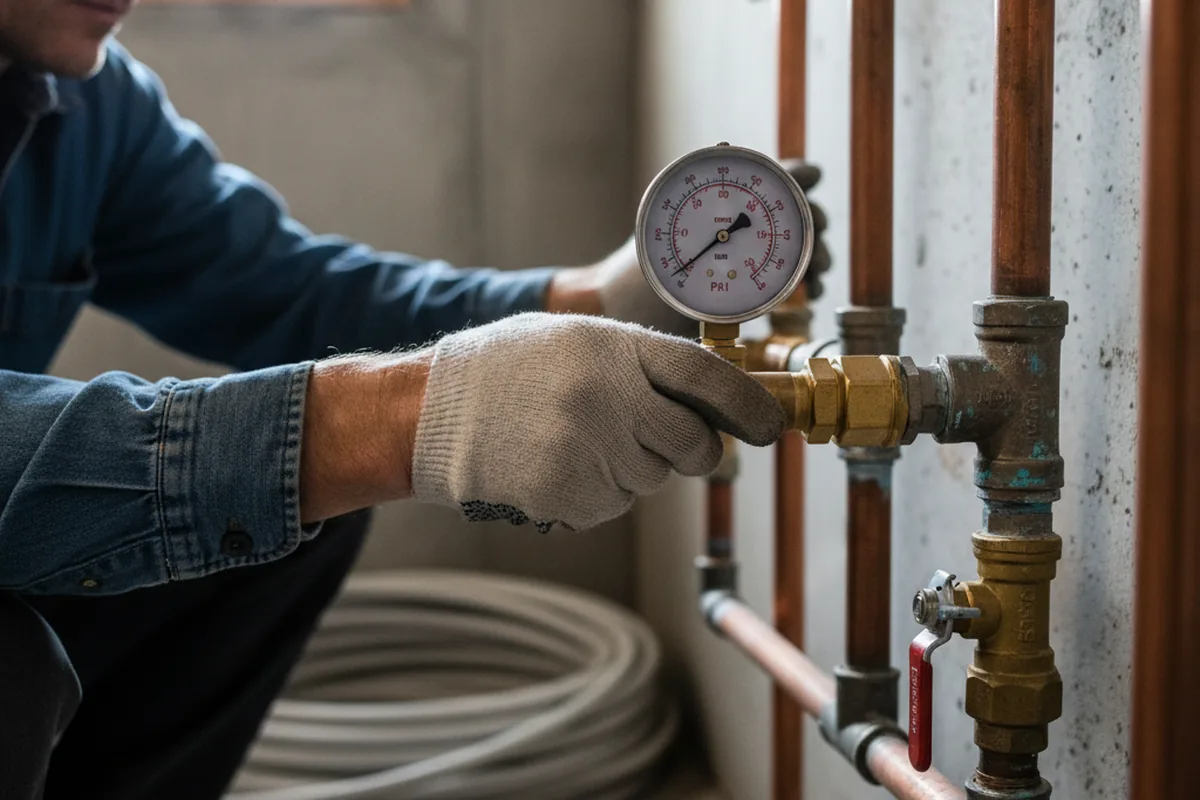 Pressure testing a repaired line during Water Line Repair in Oceanside